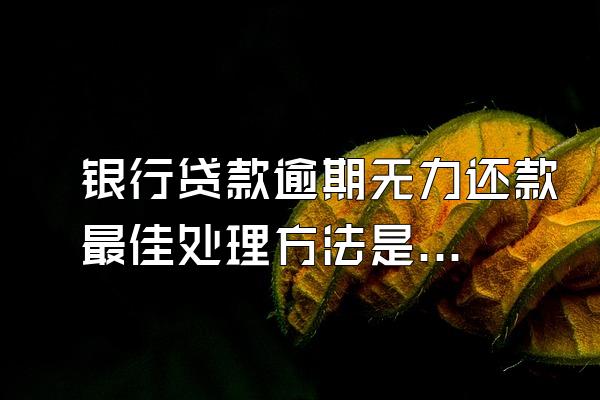银行贷款逾期无力还款最佳处理方法是什么