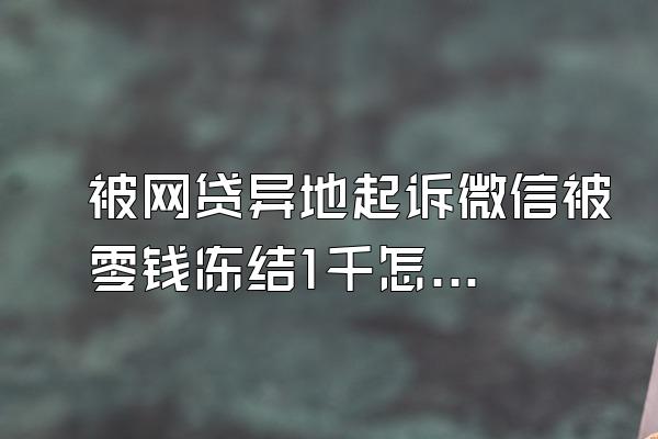 被网贷异地起诉微信被零钱冻结1千怎么办