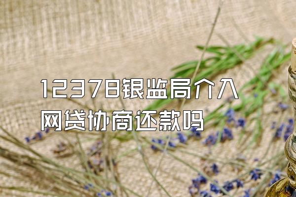 12378银监局介入网贷协商还款吗