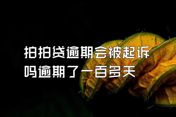 拍拍贷逾期会被起诉吗逾期了一百多天