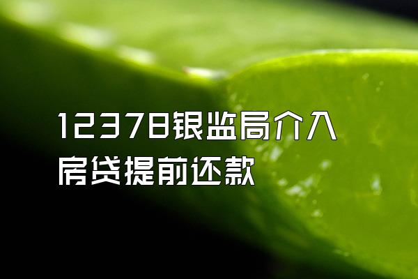12378银监局介入房贷提前还款