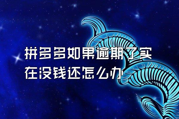 拼多多如果逾期了实在没钱还怎么办