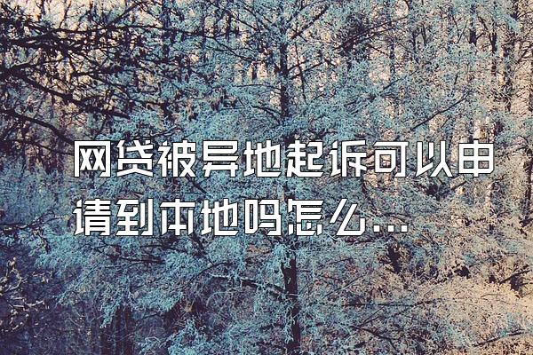 网贷被异地起诉可以申请到本地吗怎么办