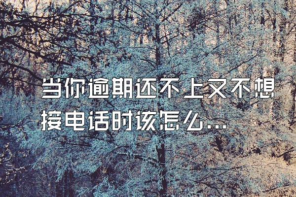 当你逾期还不上又不想接电话时该怎么说