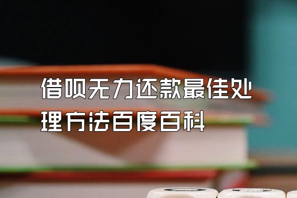 借呗无力还款最佳处理方法百度百科