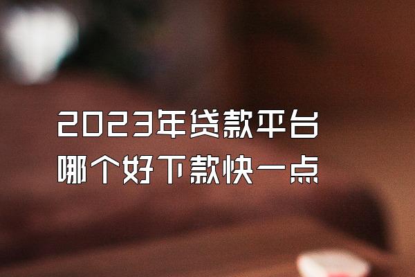 2023年贷款平台哪个好下款快一点