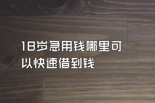 18岁急用钱哪里可以快速借到钱