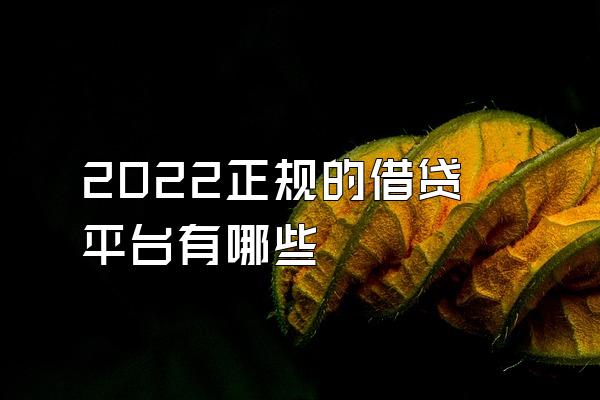 2022正规的借贷平台有哪些