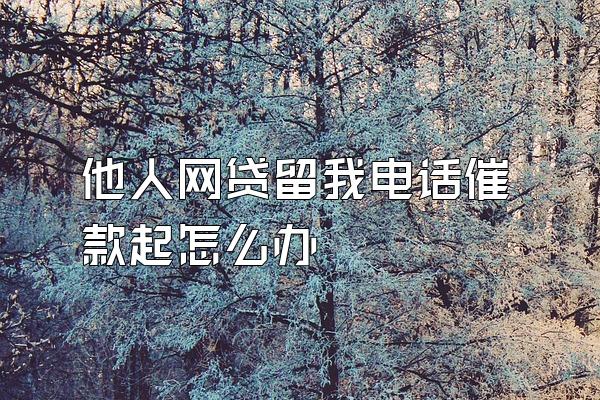 他人网贷留我电话催款起怎么办