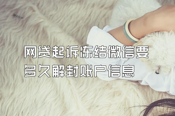 网贷起诉冻结微信要多久解封账户信息