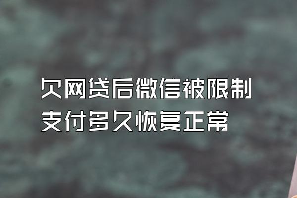 欠网贷后微信被限制支付多久恢复正常
