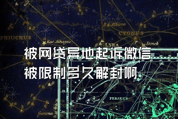 被网贷异地起诉微信被限制多久解封啊