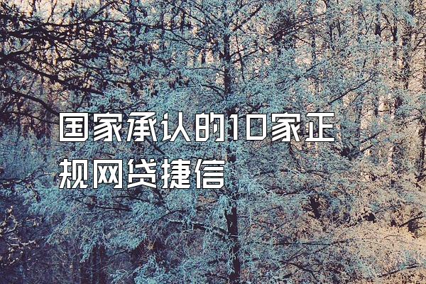 国家承认的10家正规网贷捷信