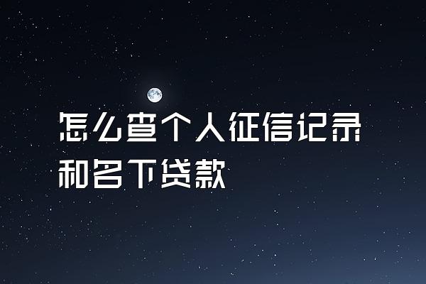 怎么查个人征信记录和名下贷款