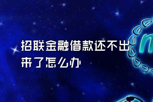 招联金融借款还不出来了怎么办