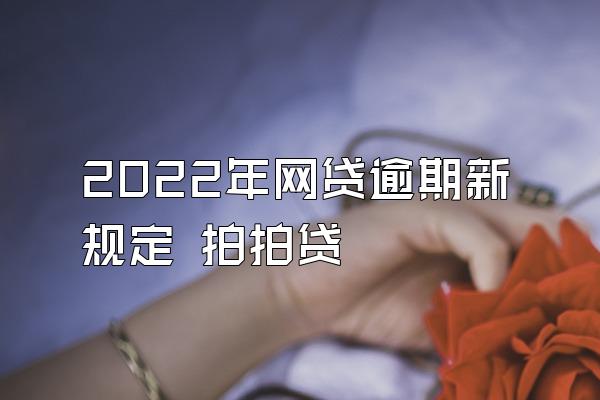 2022年网贷逾期新规定 拍拍贷
