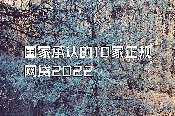 国家承认的10家正规网贷2022
