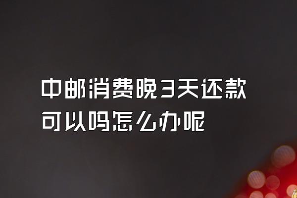 中邮消费晚3天还款可以吗怎么办呢