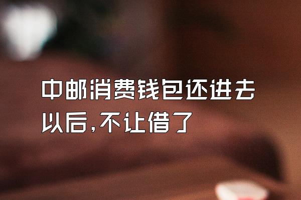 中邮消费钱包还进去以后,不让借了