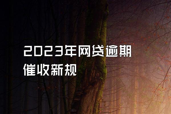 2023年网贷逾期催收新规