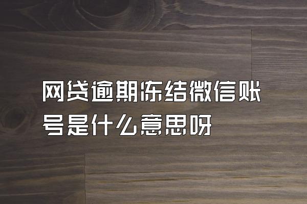 网贷逾期冻结微信账号是什么意思呀