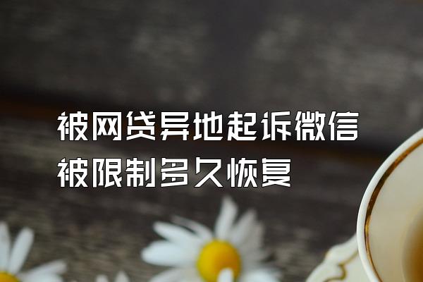 被网贷异地起诉微信被限制多久恢复