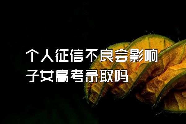个人征信不良会影响子女高考录取吗