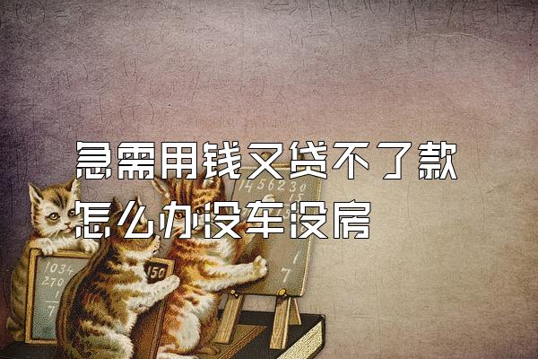 急需用钱又贷不了款怎么办没车没房