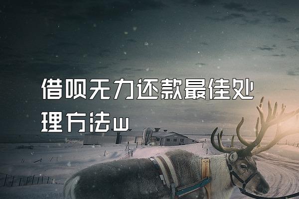 借呗无力还款最佳处理方法w