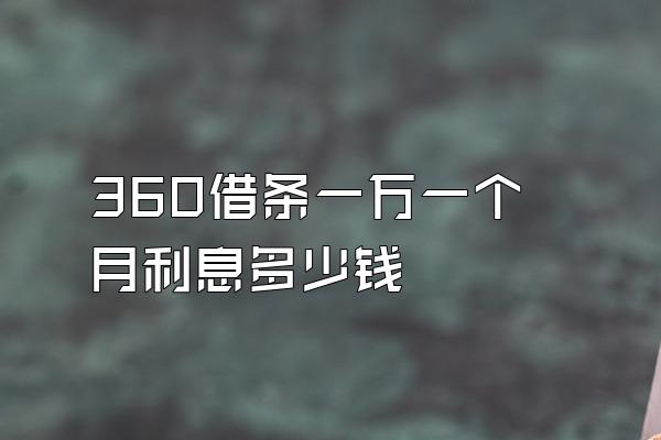 360借条一万一个月利息多少钱