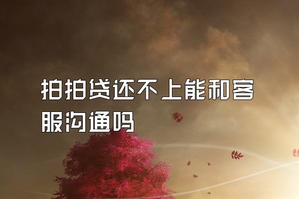 拍拍贷还不上能和客服沟通吗