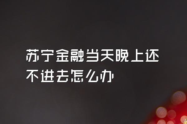 苏宁金融当天晚上还不进去怎么办