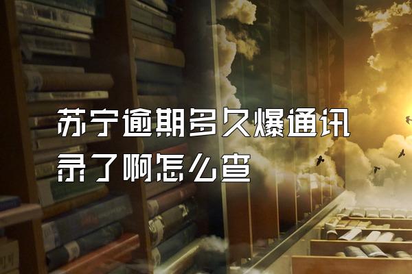 苏宁逾期多久爆通讯录了啊怎么查