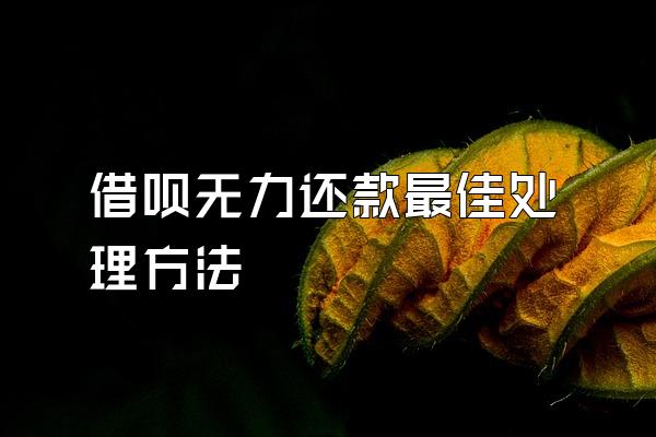 借呗无力还款最佳处理方法