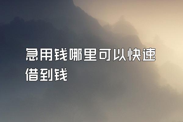 急用钱哪里可以快速借到钱