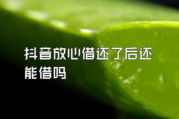 抖音放心借还了后还能借吗