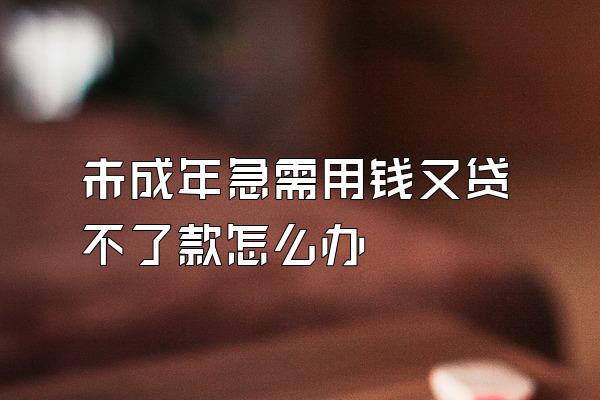 未成年急需用钱又贷不了款怎么办