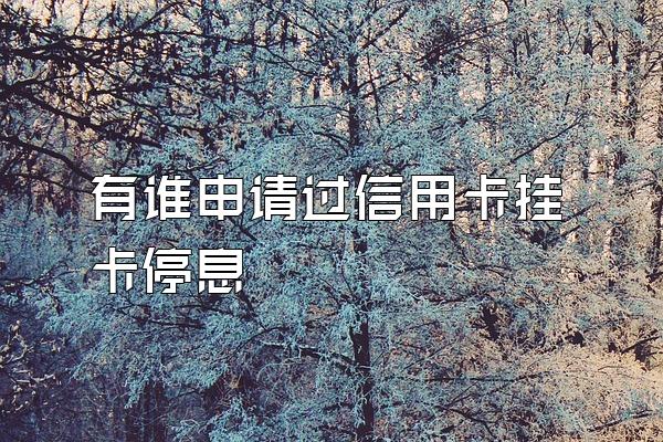 有谁申请过信用卡挂卡停息