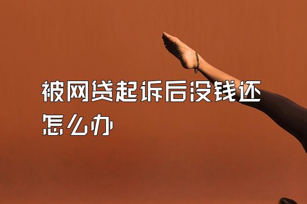 被网贷起诉后没钱还怎么办