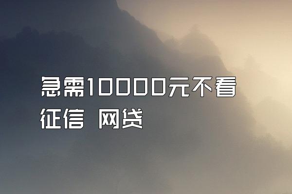 急需10000元不看征信 网贷