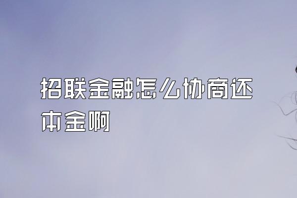 招联金融怎么协商还本金啊