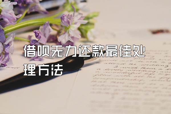 借呗无力还款最佳处理方法