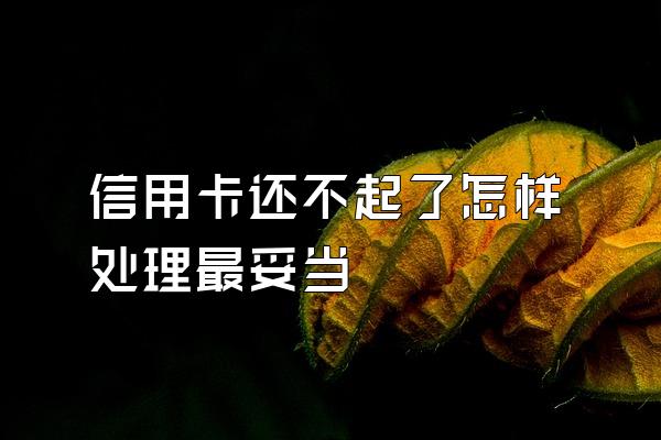 信用卡还不起了怎样处理最妥当