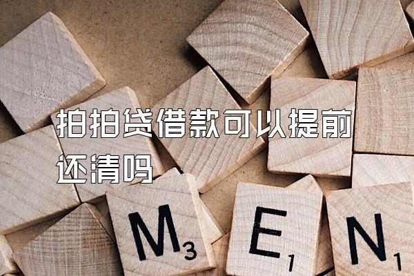 拍拍贷借款可以提前还清吗