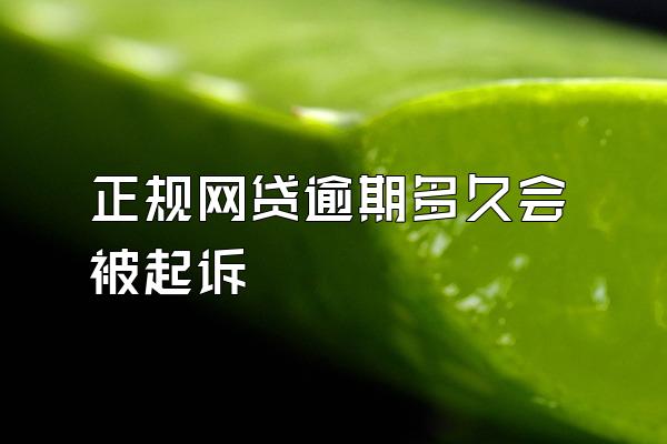 正规网贷逾期多久会被起诉