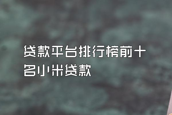 贷款平台排行榜前十名小米贷款