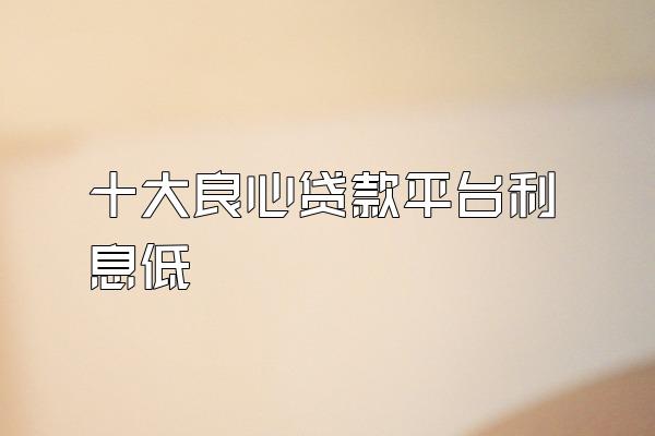 十大良心贷款平台利息低