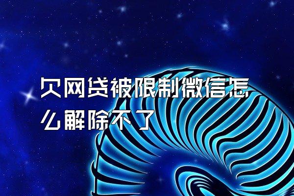 欠网贷被限制微信怎么解除不了