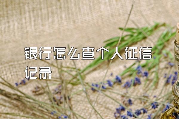 银行怎么查个人征信记录