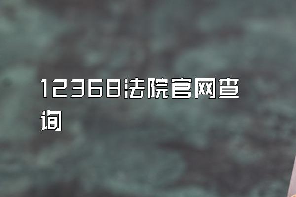 12368法院官网查询